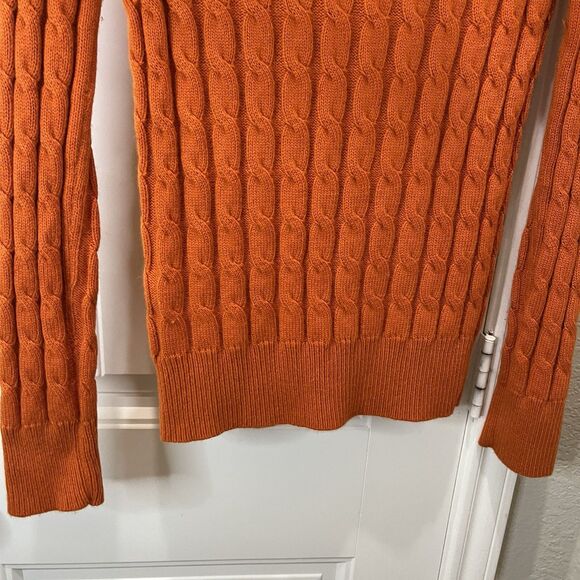 Gap Fisherman Sweater Womens Size S Orange Cable Knit Crew Pullover Vintage - Picture 8 of 9